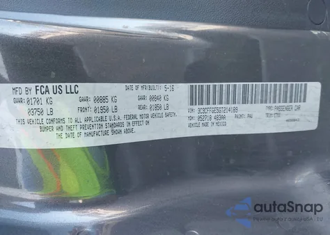 2016 Fiat 500E Battery Electric z USA, uszkodzony, nr VIN 3C3CFFGE5GT214189
